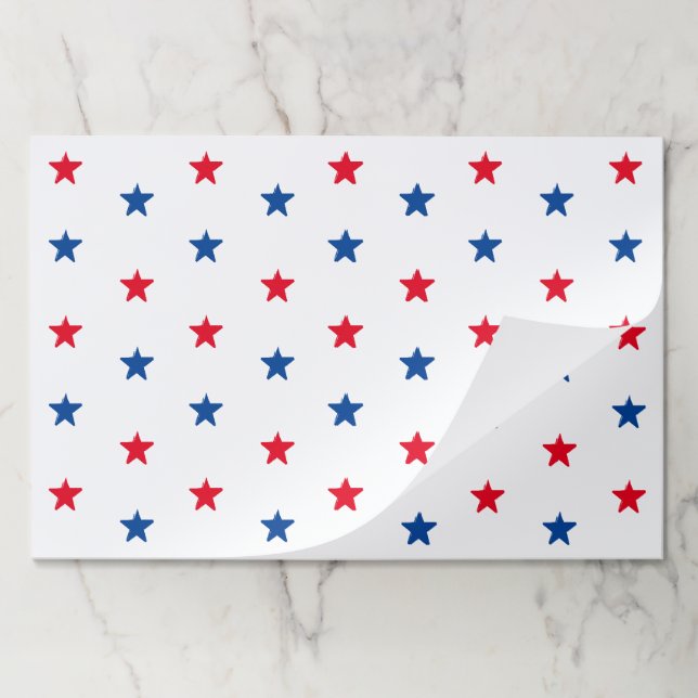 Patriotic red white blue stars pattern placemats (Folded)
