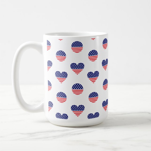 PATRIOTIC RED WHITE BLUE STARS & STRIPES COFFEE MUG (Left)