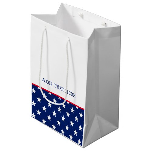 Patriotic Red White Blue Stars Stripes  Medium Gift Bag