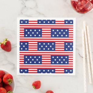 PATRIOTIC RED WHITE BLUE STARS & STRIPES PAPER DINNER NAPKINS