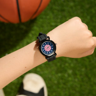 Patriotic Red White Blue Stars Stripes Rosette Watch