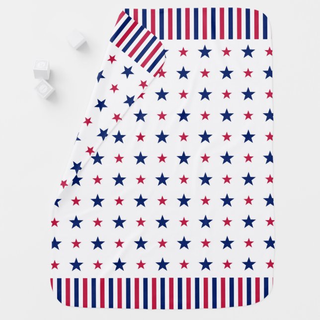 Patriotic Red White Blue Stars Stripes USA  Baby Blanket (In Situ)
