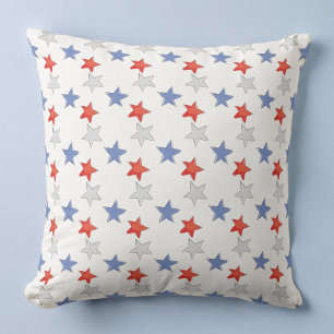 Patriotic Red White Blue Stars Throw Pillow
