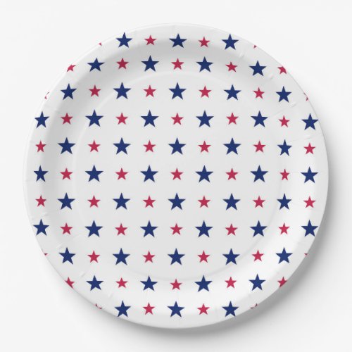 Patriotic Red White Blue Stars USA Paper Plates