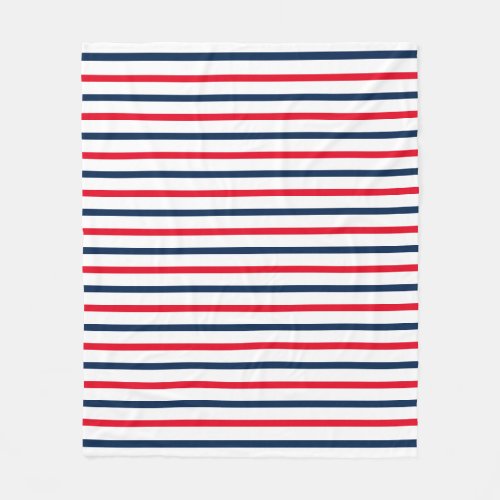 Patriotic red white blue stripes modern fleece blanket