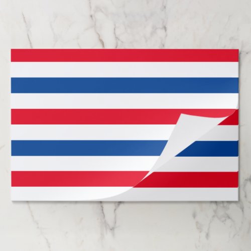 Patriotic red white blue stripes paper placemats