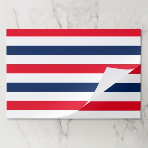Patriotic red white blue stripes paper placemats