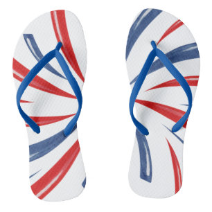 Patriotic Red White Blue Summer Vacation Beach Flip Flops