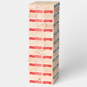 Patriotic Red White Blue Swirl Family Name Game Topple Tower