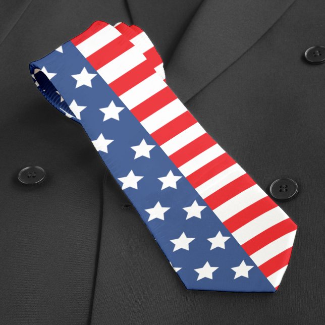Patriotic Red White & Blue USA American Flag Neck Tie (USA American flag tie)