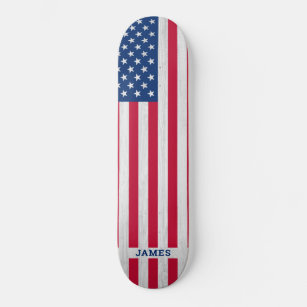 Patriotic Red White Blue USA American Flag Skateboard