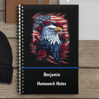Patriotic Red White Blue USA Flag Eagle and Roses