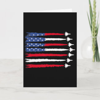 Patriotic Red White Blue Usa Flag Fighter Jets 4th Card
