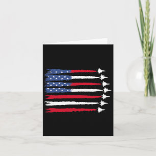 Patriotic Red White Blue Usa Flag Fighter Jets 4th Card