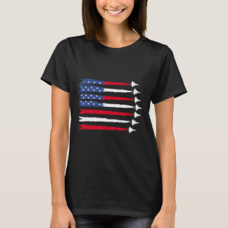 Patriotic Red White Blue Usa Flag Fighter Jets 4th T-Shirt