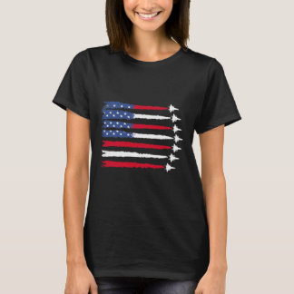 Patriotic Red White Blue Usa Flag Fighter Jets 4th T-Shirt