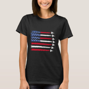 Patriotic Red White Blue Usa Flag Fighter Jets 4th T-Shirt
