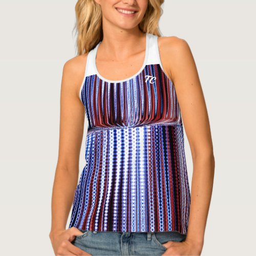 Patriotic Red White Blue USA Flag Modern Country  Tank Top