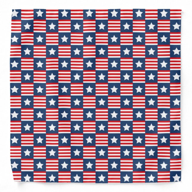 Patriotic Red, White & Blue USA Flag Pattern Bandana (Front)