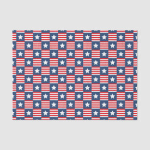 Patriotic Red, White & Blue USA Flag Pattern Tissue Paper
