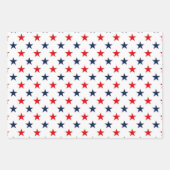 Patriotic Red, White & Blue USA Flag Stars Pattern Wrapping Paper Sheets (Front 2)