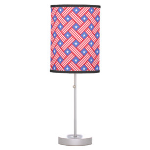 PATRIOTIC RED WHITE BLUE USA STARS AND STRIPES TABLE LAMP