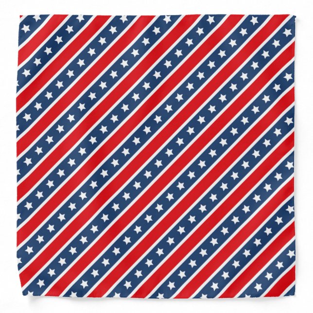 Patriotic Red, White & Blue USA Stars & Stripes Bandana (Front)