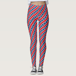 Patriotic Red, White & Blue USA Stars & Stripes Leggings