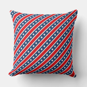 Patriotic Red, White & Blue USA Stars & Stripes Throw Pillow