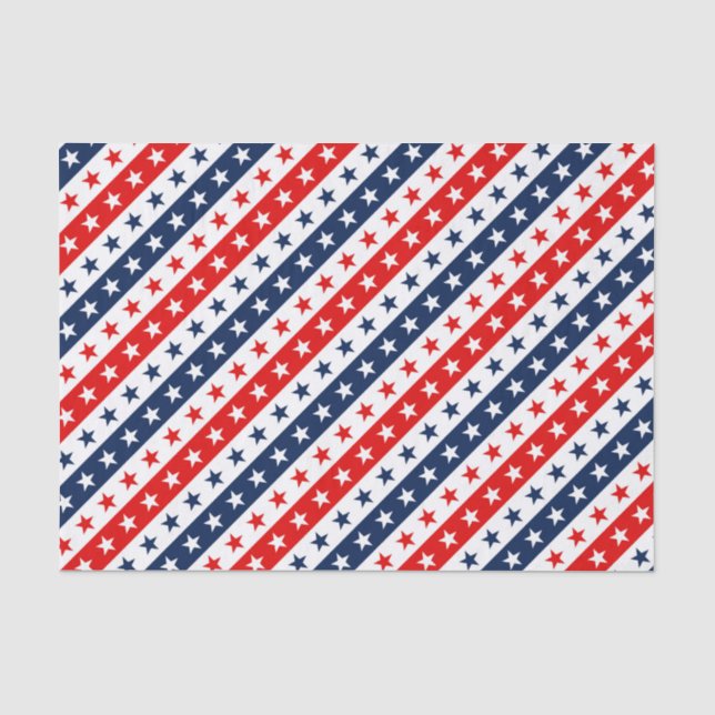 Patriotic Red, White & Blue USA Stars & Stripes Tissue Paper (Front)