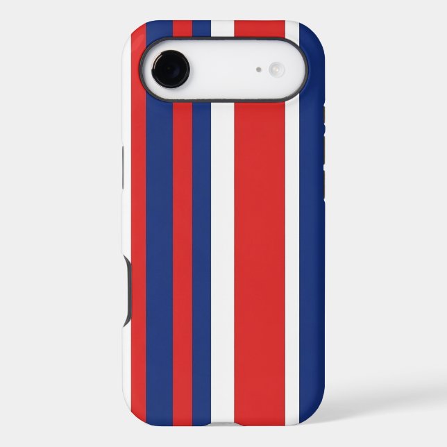 Patriotic Red White Blue Vertical Stripes Pattern iPhone Case (Back)