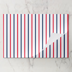 Patriotic red white blue vertical stripes placemat