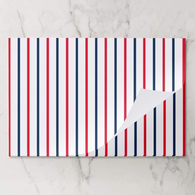 Patriotic red white blue vertical stripes placemat (Folded)