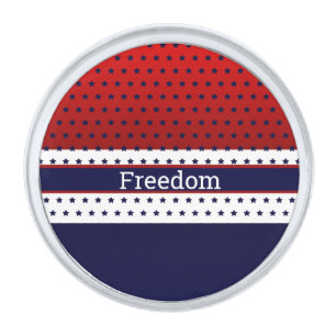 Patriotic Red White & Blue with Stars Silver Finish Lapel Pin