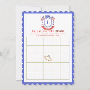 Patriotic Red White & I Do Bridal Shower Bingo Invitation