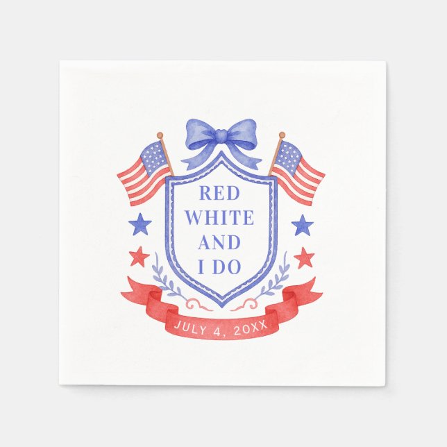 Patriotic Red White & I Do Bridal Shower Napkins (Front)