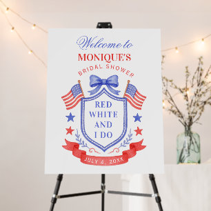 Patriotic Red White & I Do Bridal Shower Welcome Foam Board