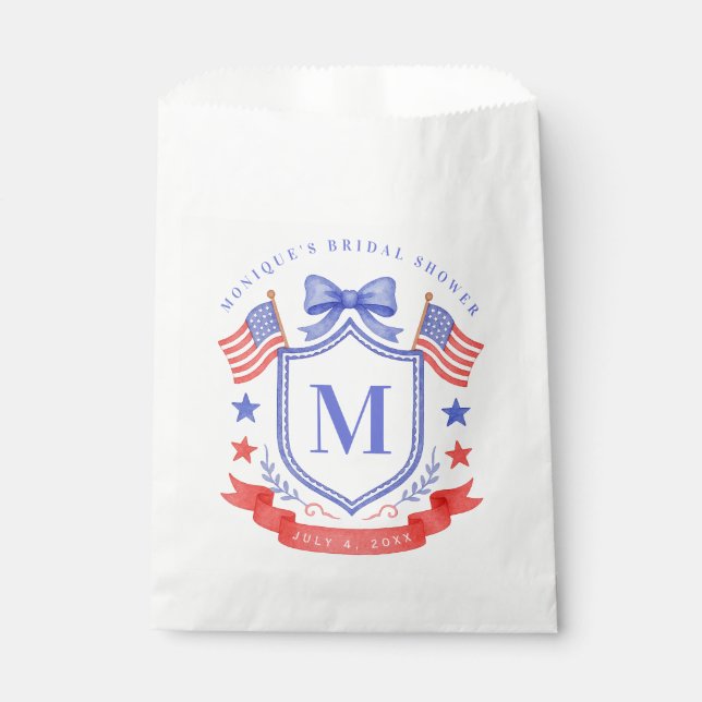 Patriotic Red White & I Do Monogram Bridal Shower Favor Bag (Front)