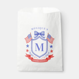 Patriotic Red White & I Do Monogram Bridal Shower Favor Bag