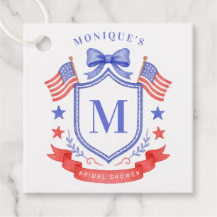 Patriotic Red White & I Do Monogram Bridal Shower Favor Tags