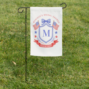 Patriotic Red White & I Do Monogram Bridal Shower Garden Flag