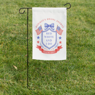 Patriotic Red White & I Do Monogram Bridal Shower Garden Flag