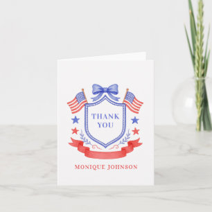 Patriotic Red White & I Do Monogram Bridal Shower Letterpress Thank You Card