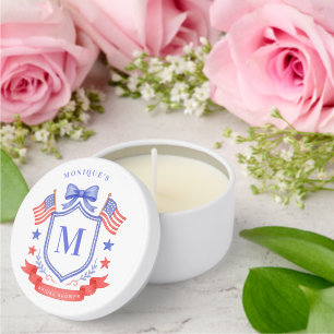Patriotic Red White & I Do Monogram Bridal Shower Mini Candle Favors