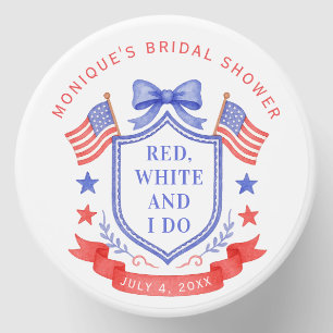 Patriotic Red White & I Do Monogram Bridal Shower Mini Candle Favors