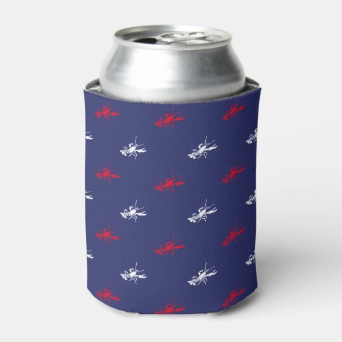 Patriotic red white navy blue lobster pattern fun can cooler