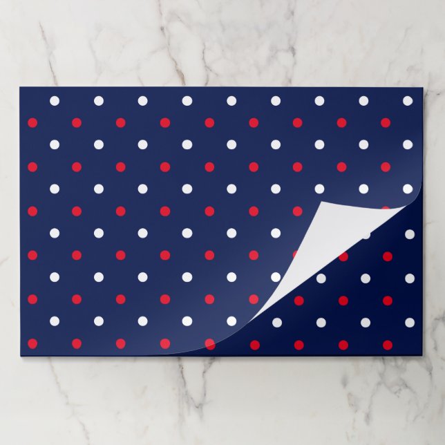 Patriotic red white navy blue polka dot placemats (Folded)