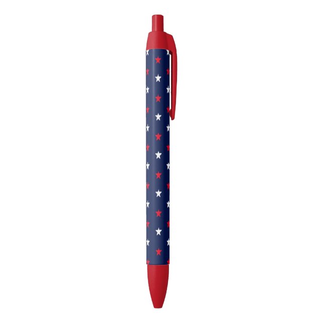 Patriotic red white navy blue star pattern modern  pen (Bottom (Vertical))