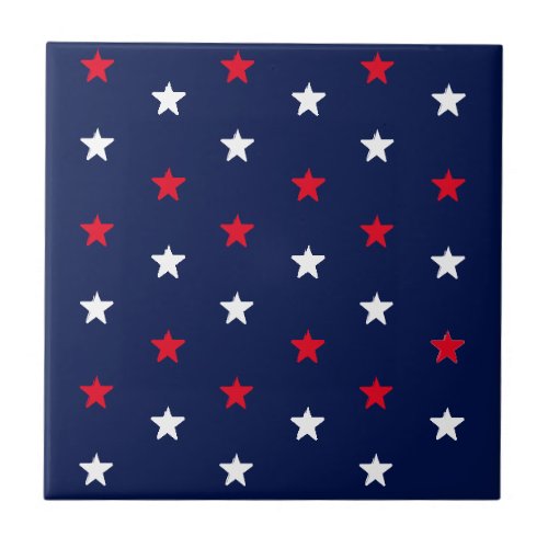 Patriotic Red white navy blue stars 4th of July Ceramic Tile