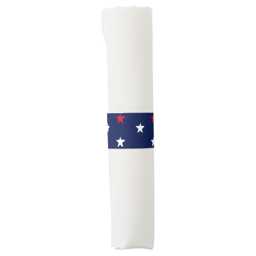 Patriotic red white navy blue stars 4th of July Napkin Bands